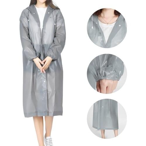 Transparent Raincoat Hooded Ponchos Elastic Cuffs 5 Colors Outdoor Travel Rain Cover Women Men Rainwear EVA Waterproof Camping