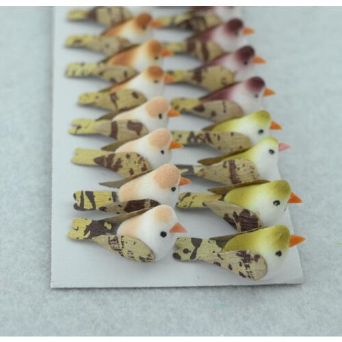 24pcs Artificial Cute Foam Bird Flowers Fake Animal Handmade DIY Craft Wedding Home Table Festival Photo Gift Box Decoration