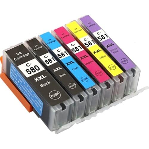 Vilaxh 6pcs PGI580 CLI581 Ink Cartridge For Canon PIXMA TS8150 TS8151 TS8152 TS8250 TS8251 TS8252 TS8350 TS9150 TS9155 printer