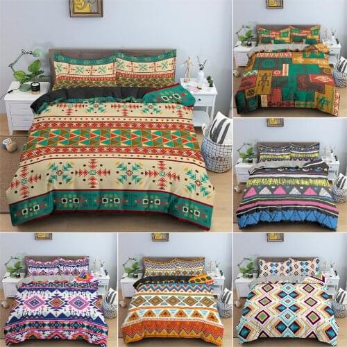 3D Ethnic Geometric Pattern Duvet Cover Bedding Set For Bedroom Luxury Quilt Cover Soft Cozy King Queen Full Double Bedclothes