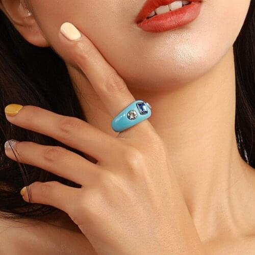 Korea Ins Irregular Acrylic Ring Fashion Personality Color Shiny Resin Ring Bracelet Jewelry Gift