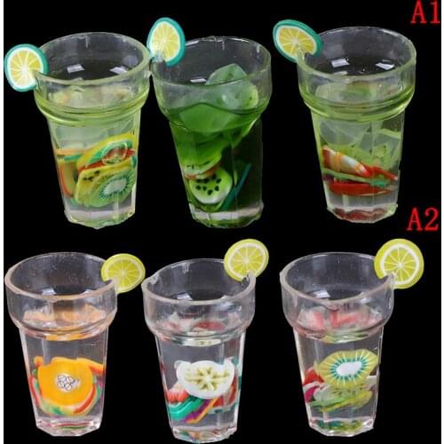 1pc Mini 1/12 Miniature Food Resin Fruit Bottle Simulation Drinks Model Furniture Toy Drink Play Dollhouse Dolls Accessories