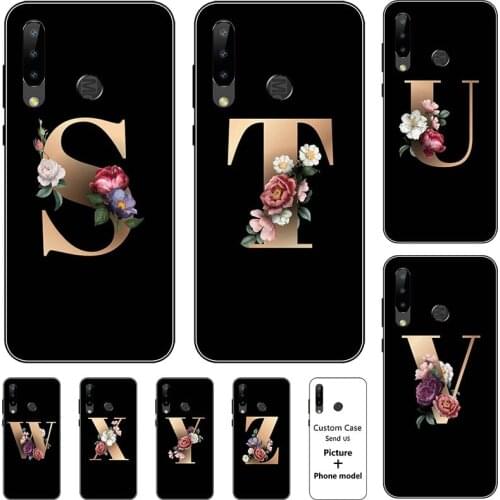 Flower 26 English Name Letters Custom Initial Case For Doogee N20 N10 Doogee Y7 Y9 Plus Soft Silicone Cover