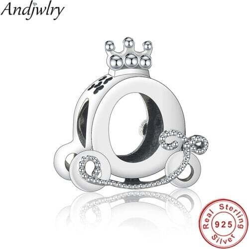Fit Original Pandora Charms Bracelet 925 Sterling Silver Polished Crown O Carriage Charm Beads Women Berloque 925 Silver