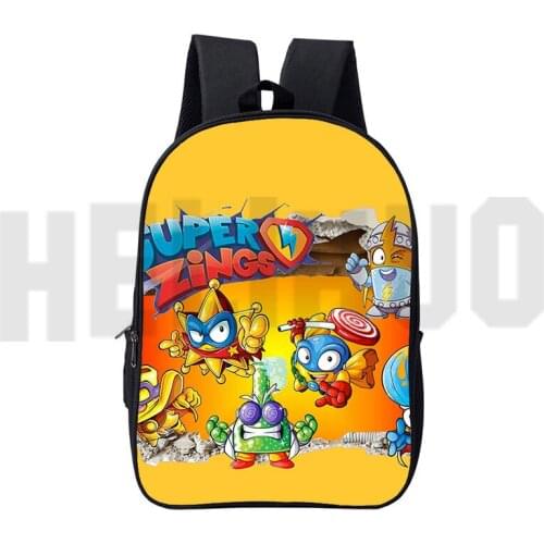 Popular 3D Print 16 Inch Super Zings Series 6 7 Backpacks School Bags for Girls Sac A Dos Canvas Zipper Anime Superzings Bookbag