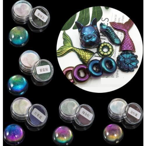 5 Color Magic Resin Chameleons Pigment Mirror Rainbow Pearl Powder Colorant Epoxy Resin Glitter Resin Jewelry Making Kit