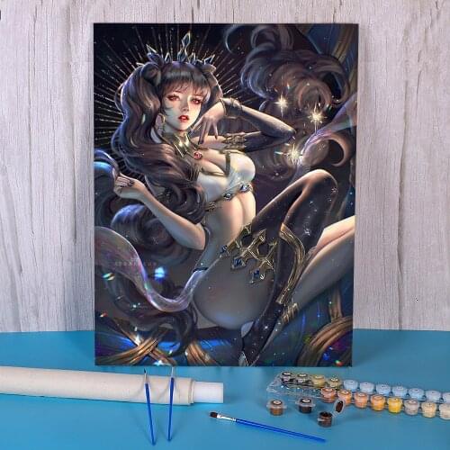 Cartoon Girl Woman DIY Paint By Numbers Set Oil Paints 40*50 Canvas Pictures Wall Decoration Adults Drawing