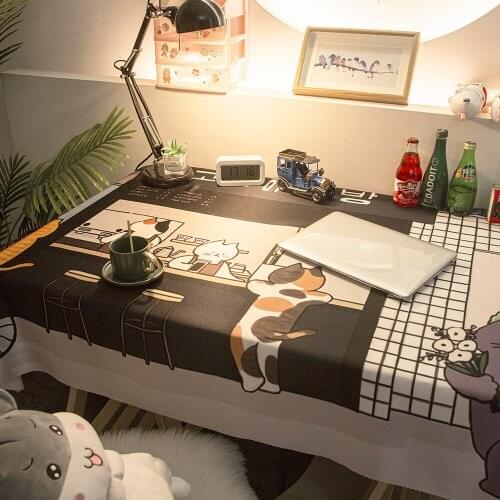 Anime Cartoon Cat Tablecloth Dining Coffee Desk Waterproof Bedroom Cute Rectangular Table Cloth for Christmas Party Decorations
