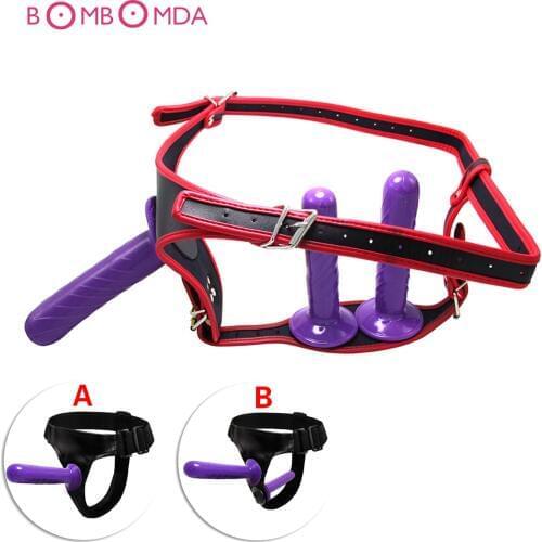 Triple Dildo Panties Strapon Ultra Elastic Harness Dildo Underwear Stimulate Anal Vagina Adult Sex Toys For Lesbian Sex Shop