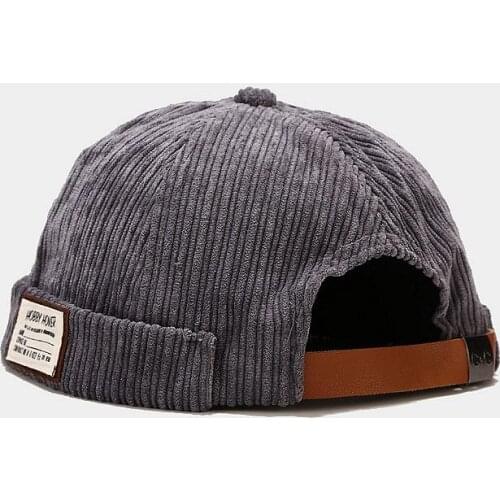 LDSLYJR Vintage Docker Cap Brimless Hat Breathable Beanie Hats corduroy Adjustable letter Landlord Sailor Cap Men and Women 30