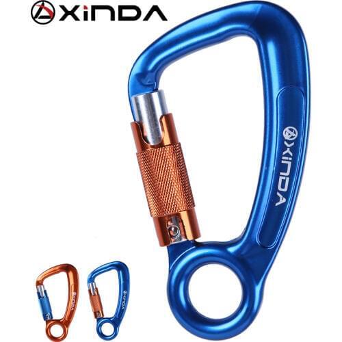 Xinda three-stage automatic carabiner climbing tree Jungle crossing 30KN D-shape Lock safety Aluminum buckle Outdoor equipment