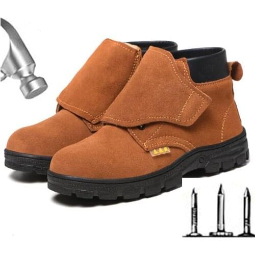 Labor insurance shoes cow suede mens anti-smashing anti-piercing protective shoes steel toe cap non-slip wear-resistant H374