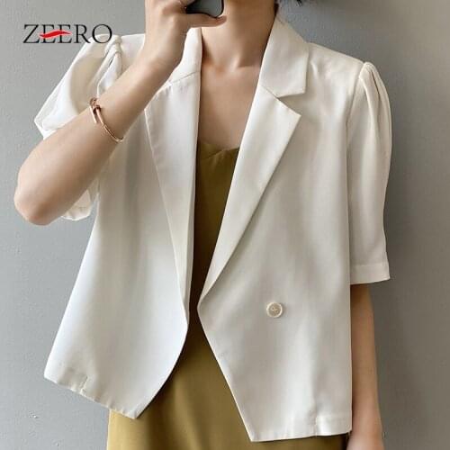 Women Puff Half Sleeve Single Button Irregular Thin Shirts Top Female Casual Blouses Summer Sun Protection Clothing Shirt Korean