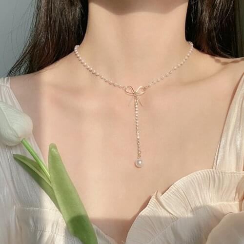 KISS WIFE New Fashion Kpop Pearl Choker Neck Cute Chain Pendant Necklaces 2021 Trend For Women Goth Jewelry Girl Collares Gift