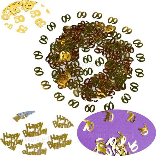 1200Pcs Sparkling Happy Birthday Anniversary Confetti Number 50/60/70 Years Adult Birthday Party Tabletop Scatters Decoration