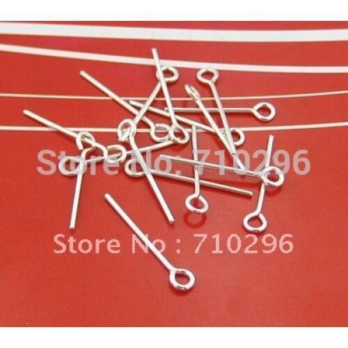 20pcs/lot 925 Solid Sterling Silver Eye Pin 0.6x15mm Eye Pin Genuine Silver Finding for Jewelry Making