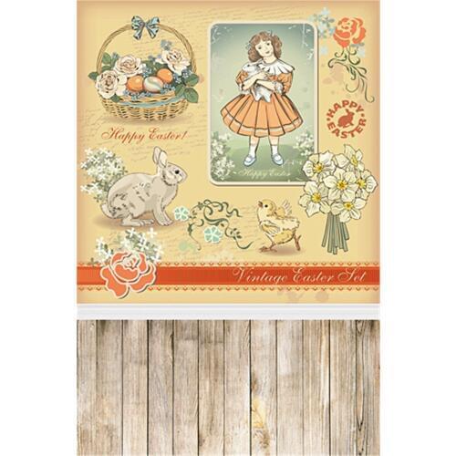 3x5ft Vinyl Photography Backdrop Wood Floor Rabbits Easter Egg Photo Studio Prop Spring Kids Photographic Custom Backgrounds