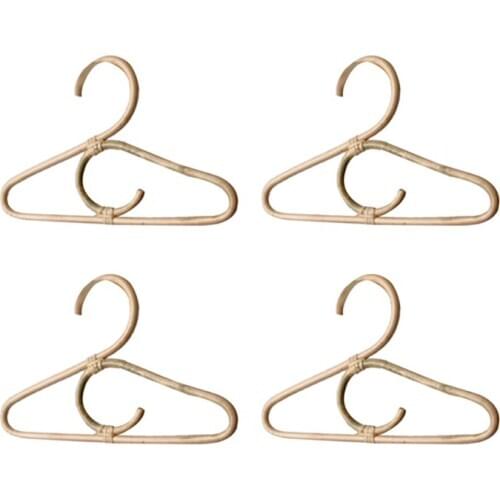 4Pcs Rattan Clothes Hanger Nordic Style Kids Garments Organizer Rack Children Hanger Kids Room Decor Hangers for Clothes