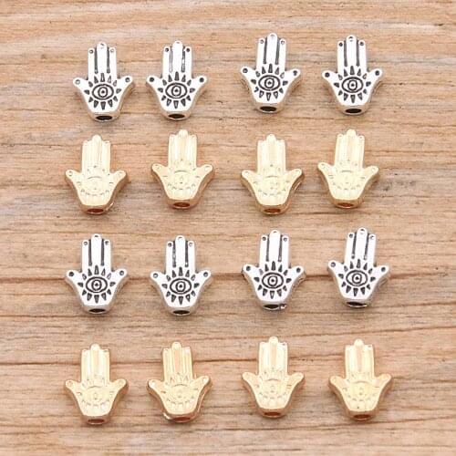 60PCS 7*9*2MM 2 Color Small Palm Eye Bead Spacer Animal Charms For Diy Connector Bracelets Necklace Jewelry Handmade Making