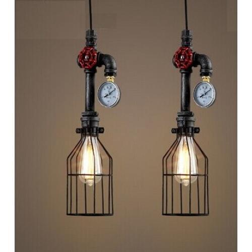 American Country Loft Style Iron Water Pipe Edison Pendant Lights Fixtures For Home Lighting Hanging Vintage Industrial Lighting