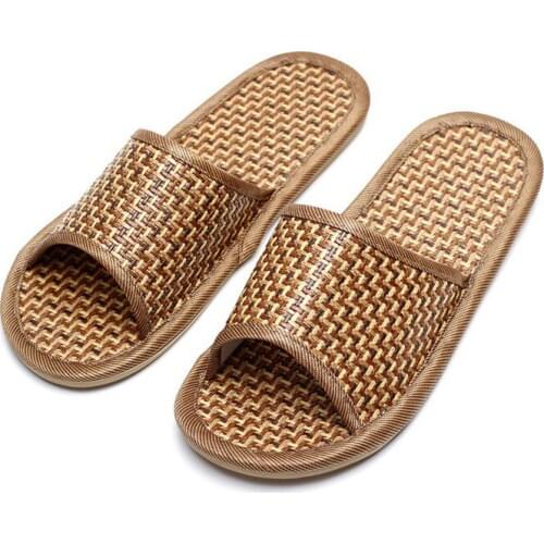 Bamboo Rattan Grass Slippers Couple Home Floor Straw Mat Slides Summer Indoor Non-Slip Sandals Lightweight Simplicity Flip Flops