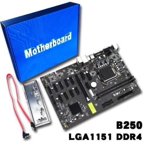 BTC Miner Motherboard 12 GPU Card B250-BTC B250-12P PRO PCI 1x to 16x LGA1151 DDR4 12 Graphics ETH Mining Rig ATX Motherboard