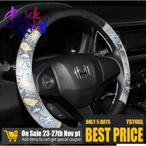 Cool Snake Grain Leather Steering Wheel Cover 38CM/15" Universal Auto Steering Wheel Protector High Quality Wear-resistant New