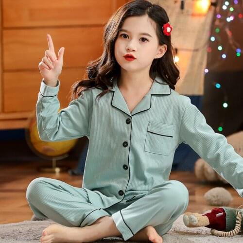 Girls Cotton Sleepwear Set Autumn Long Sleeve Children Pajama Nightwear Cartoon Boys Cute Homewear Full Tracksuit Winter Lounge