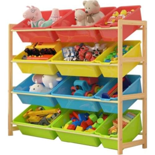 Childrens Toy Storage Rack Solid wood Kindergarten Toy Storage Cabinet Baby Bookshelf Rack Multi-layer Household Shelf