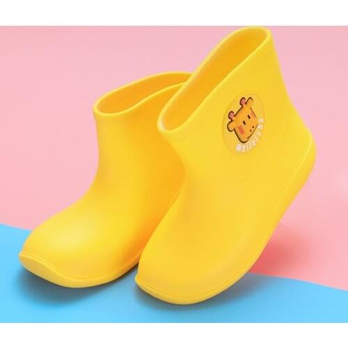 Baby Rainshoes 2020 New Style Childrens Rainshoes Mid-Tube Rain Boots Boys and Girls Non-Slip Rain Shoes