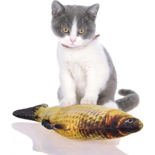 High Qualit Funny Lifelike Fish Shape Pet Cat Kitten Teaser Cute Simulation Plush Stuffed Fish Playing Toy CatnipToy Pillow Doll