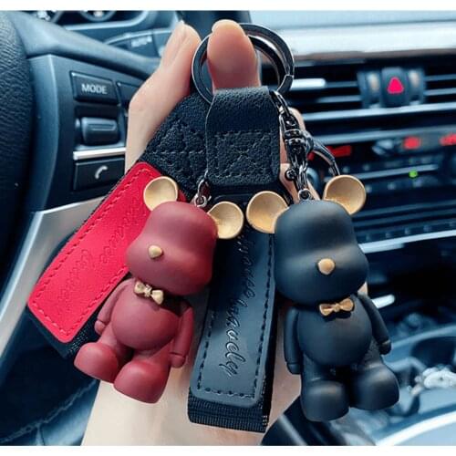 Nordic Style Bow Tie Bear Keychain Fashion Car with Key Bag Pendant Couple Accessories Creative Gifts