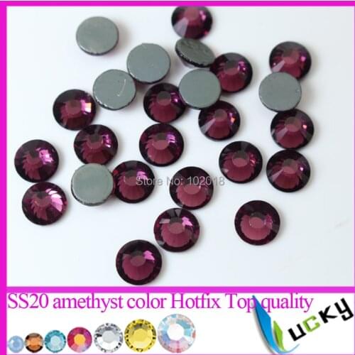 Top Quality flat back hotfix rhinestone ss6 ss10 ss16 SS20 ss30 Amethyst Color Iron Crystal strass super shine with Austria glue