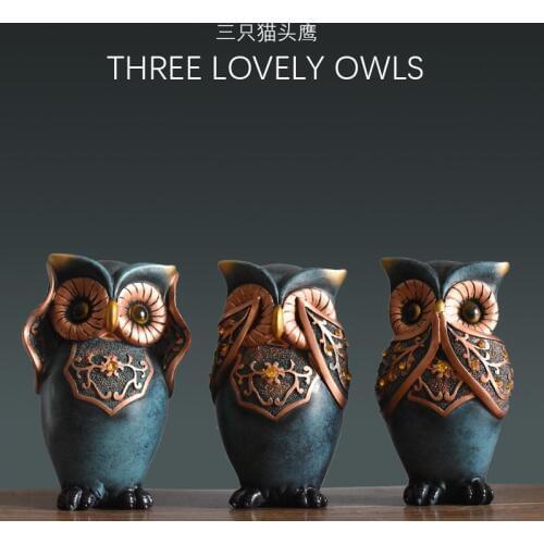 Living Room Wine Cabinet Bookcase Decoration Creative Modern Simple Household Lovely Owl Small Furnishing Statue Home Study gift