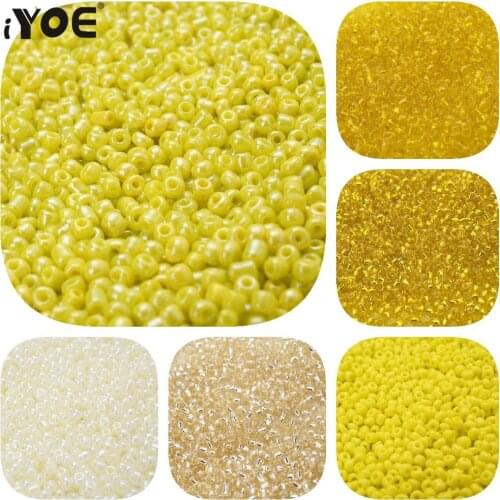 IYOE 300/600/1500pcs 3mm Gradient Yellow Solid Glass Seed Beads Spacer Czech Mini Beads Jewelry Making Fitting Garment Sewing