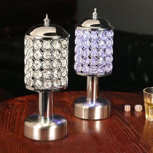 Wrought Iron Bar Charging Table Lamp Restaurant Nightclub KTV Cafe Table Night Light Crystal Bedroom Bedside Table Light