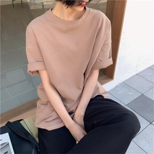 LMQ NEW 2020 Autumn Women 6 Colors T-Shirt Casual Short Sleeve Loose Bottoming Solid Female Basic Thick Tops Shirt