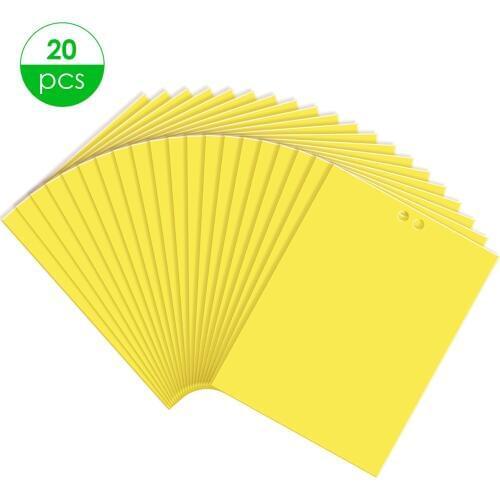 20pcs Yellow Sticky Fruit Fly Traps Dual-Sided Sticky Traps Plant Fly Catcher For Aphids Gnats Whiteflies Drosophila Trap