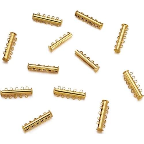 20pcs Magnetic Slide Clasps Connectors Spacer Lock for DIY Necklace Bracelet Jewelry Making Golden Color 5mmx31mm