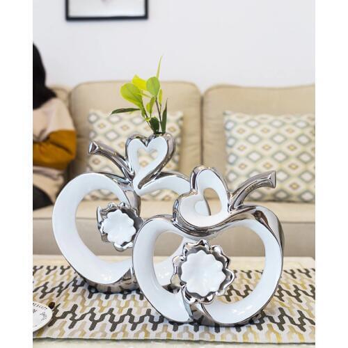 Minimalist Lucky Apple Ceramic Ornament Fengshui Home Furnishing Decoration Crafts Cafe Desktop Room Figurines Accessories Decor
