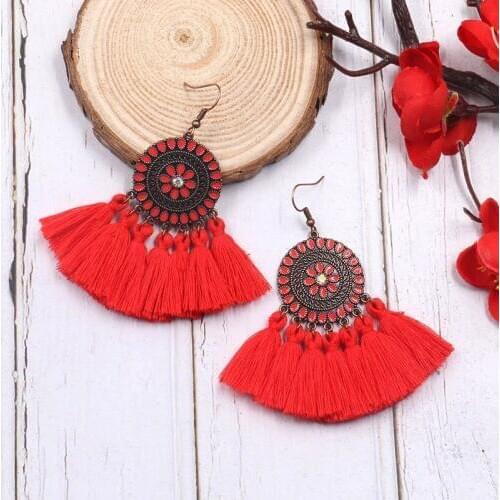 Fashion Hot Explosive Round Sunflower Alloy Fringed Earrings