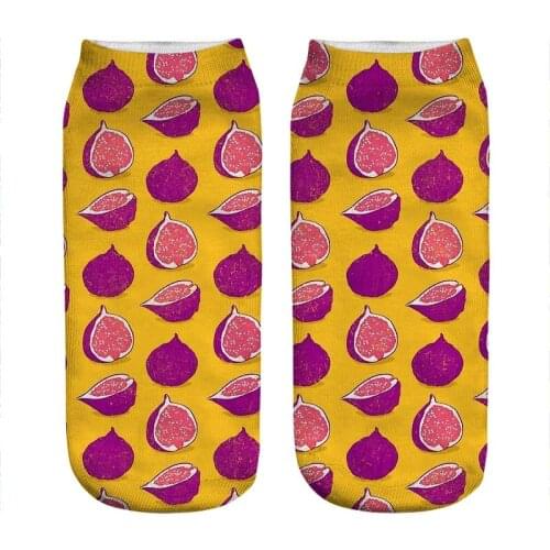 2021 Womens socks kawaii delicious Fig pink Printed Socks Woman harajuku Happy Funny Novelty cute girl gift Socks for women