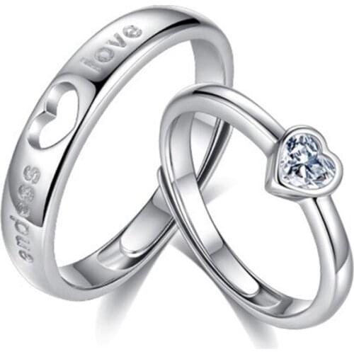 2021 New 1 Pair Love Heart-shaped Couple Rings Women Men Engagement Wedding Bands Jewelry Valentines Day Gift