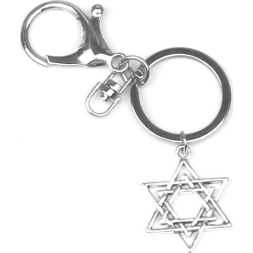 New Mens Jewelry Key Chain Party Gift Keychain Straight Ornament 33x26mm David Star Antique Key Ring