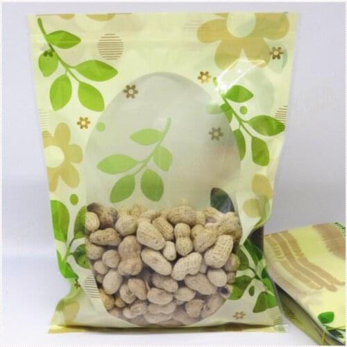 Wholesale 10*15cm 12*20cm 16*24cm Tea Snack Clear Ziplock Packaging Bags Green Leaf Heat Seal Plastic Valve Resealable Bag