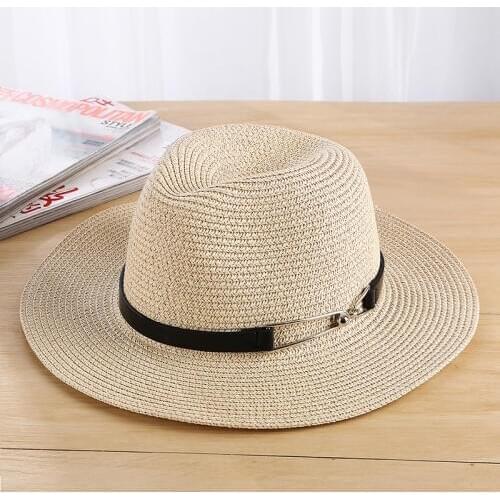 OZyc Summer sea sun hat men casual vacation Panama straw hat women wide brim Beach jazz hats Foldable Chapeau
