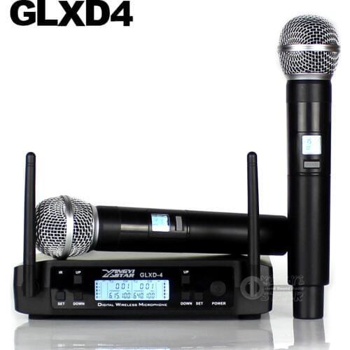 GLXD24 GLXD4 Professional UHF Wireless Microphone System Beta58a Handheld Mic Dual Channels Cordless Digital Receiver For Church