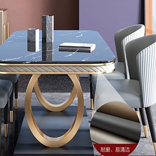 Nordic modern minimalist marble dining table and chair combination household small apartment rectangular living room light