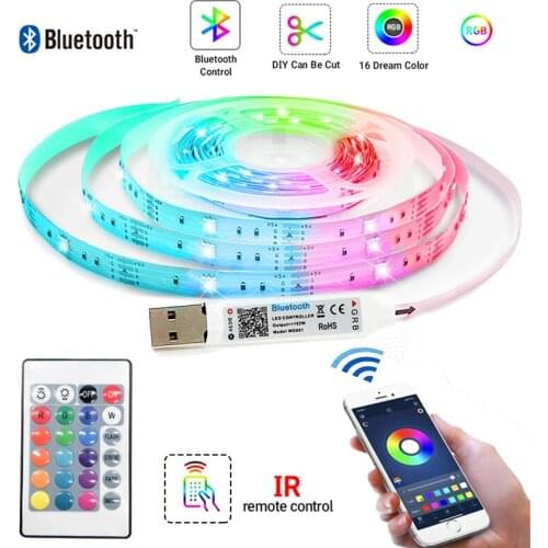 LED Strip Light Bluetooth USB Powered LED Lights Strips With Remote RGB 5050 Color Changing LED TV Backlights For Home Decor
