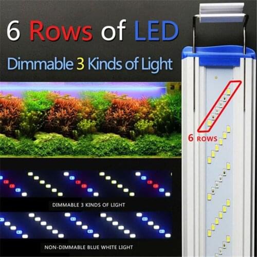 220V LED Aquarium Light Bar 18-70CM Extensible Fish Tank Lighting 3 Colors Dimmable Clip-on Lamp Waterproof Aquatic Plant Light
